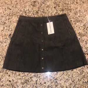 Double Zero/ Olive Green -Suede Mini Skirt